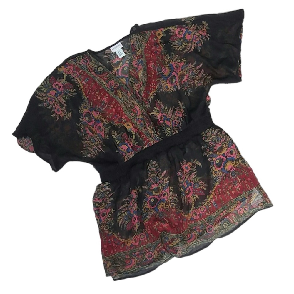 Motherhood Maternity Plus Size 100% Polyester sheer printed blouse Size 1X